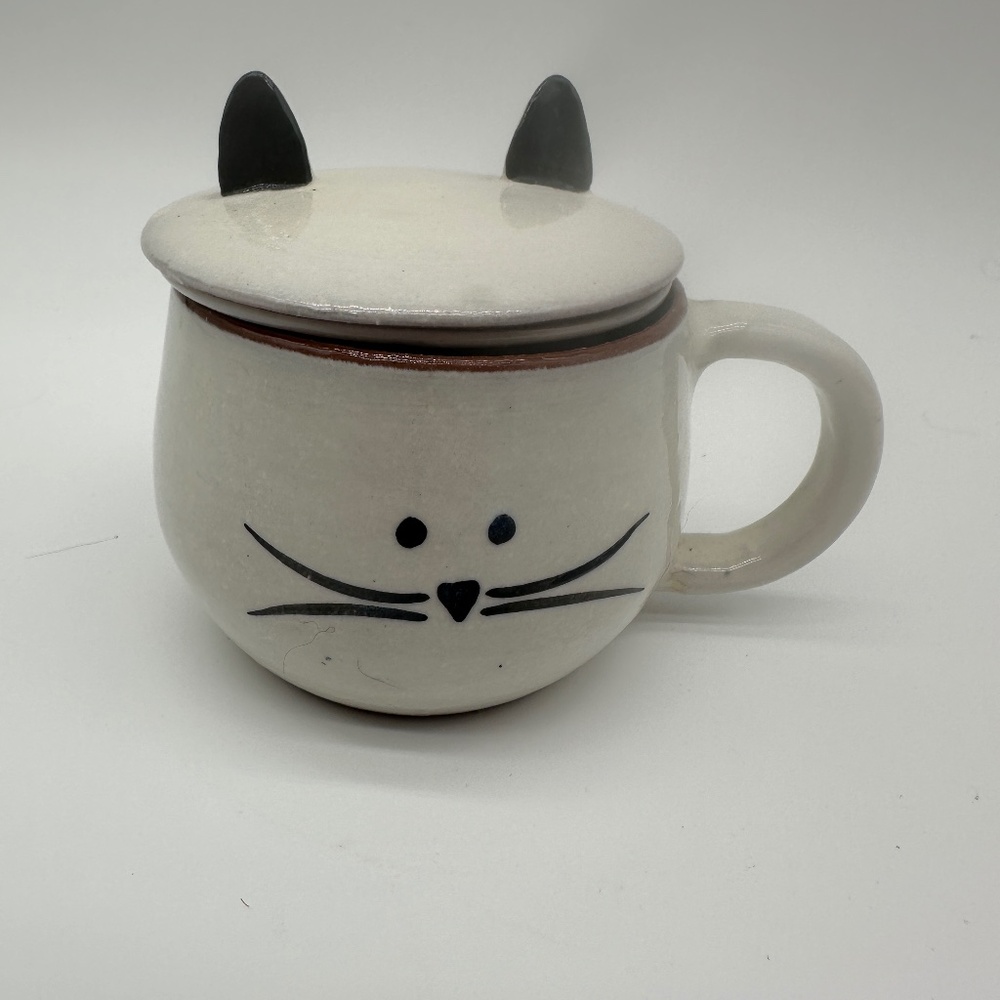 Ceramic Kitty Cat Tea Infuser Mug w/Lid